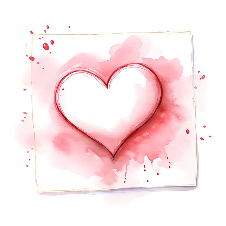 Heart Drawing with Red Accents