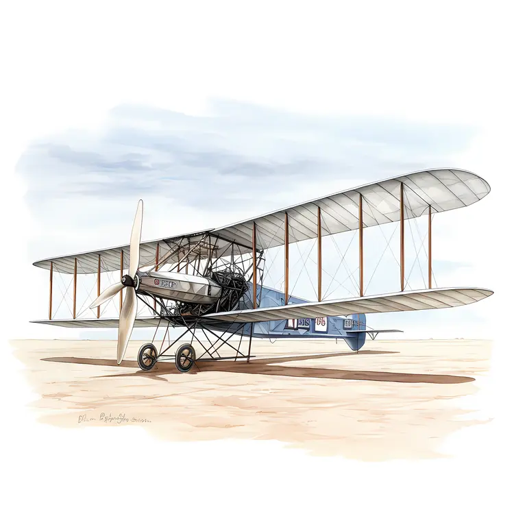 Vintage Biplane with Wooden Frame and Propeller