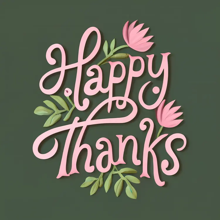 Happy Thanks with Pink Flowers