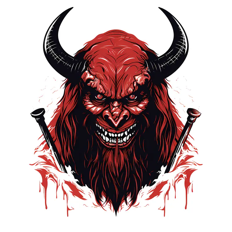 Red Demon Head with Blood