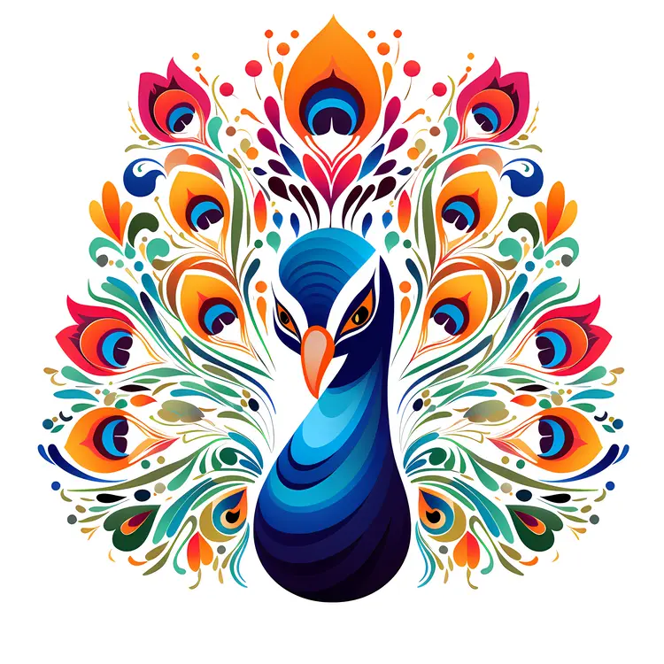 Vibrant Colorful Peacock Illustration
