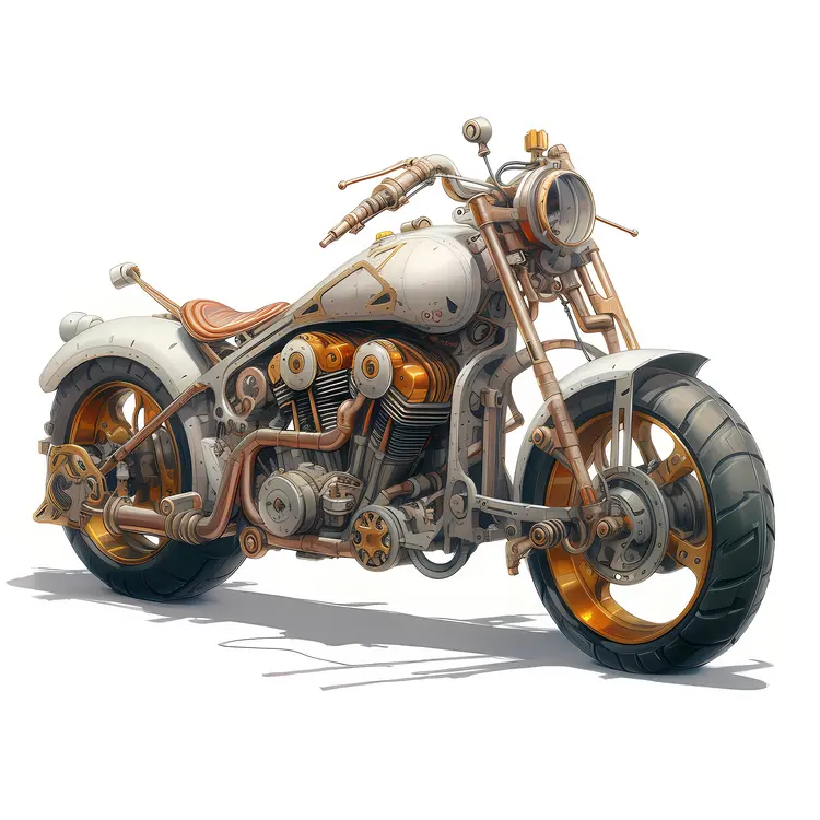 Steampunk Motorcycle with Vintage Design