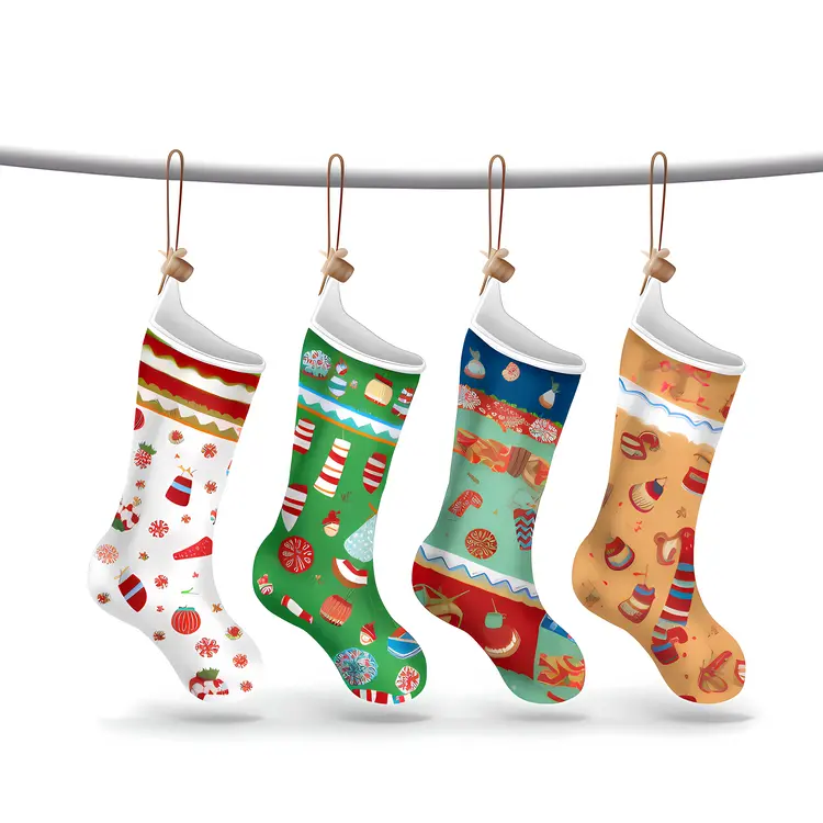 Variety of Christmas Stockings Hanging