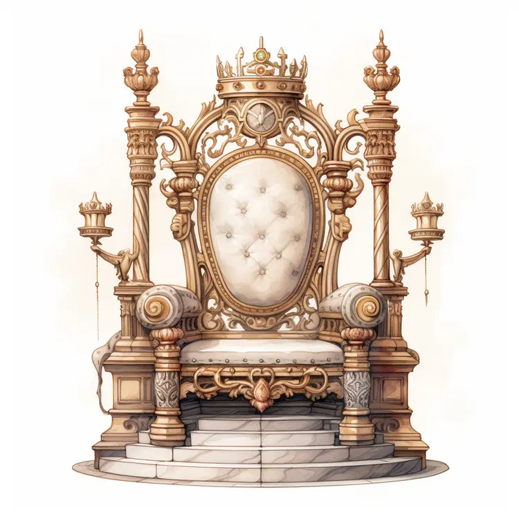 Regal White Throne with Gold Detailing