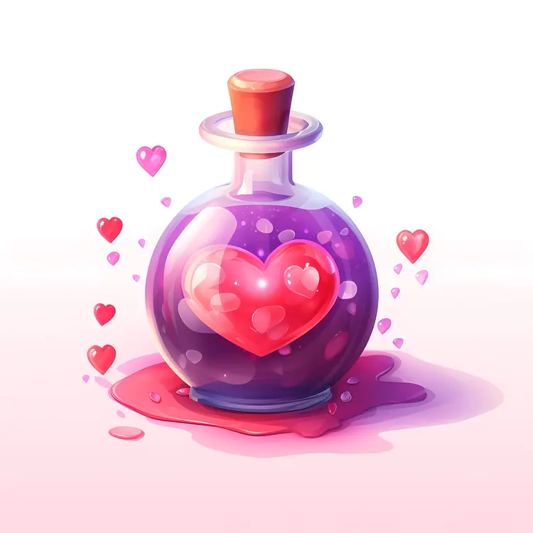 Purple Heart Potion with Red Hearts