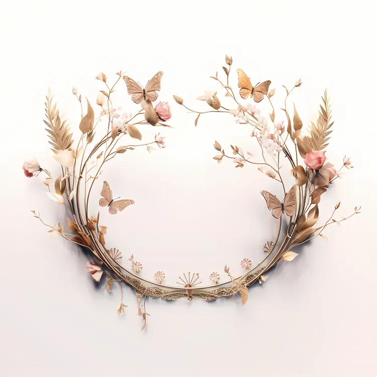 Floral Wreath with Butterflies
