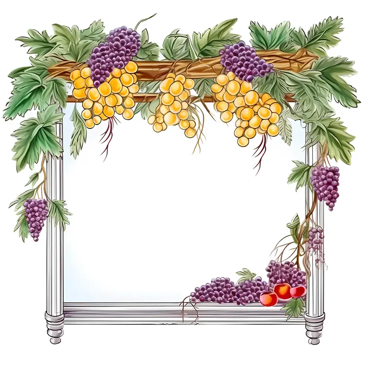 Decorative Grapes and Vine Leaves Frame