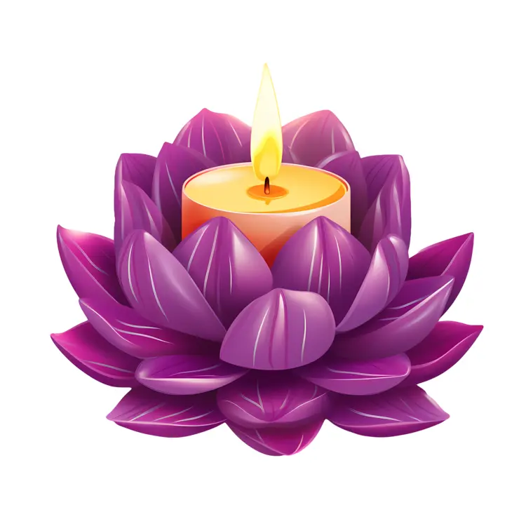 Purple Lotus Candle with Flame