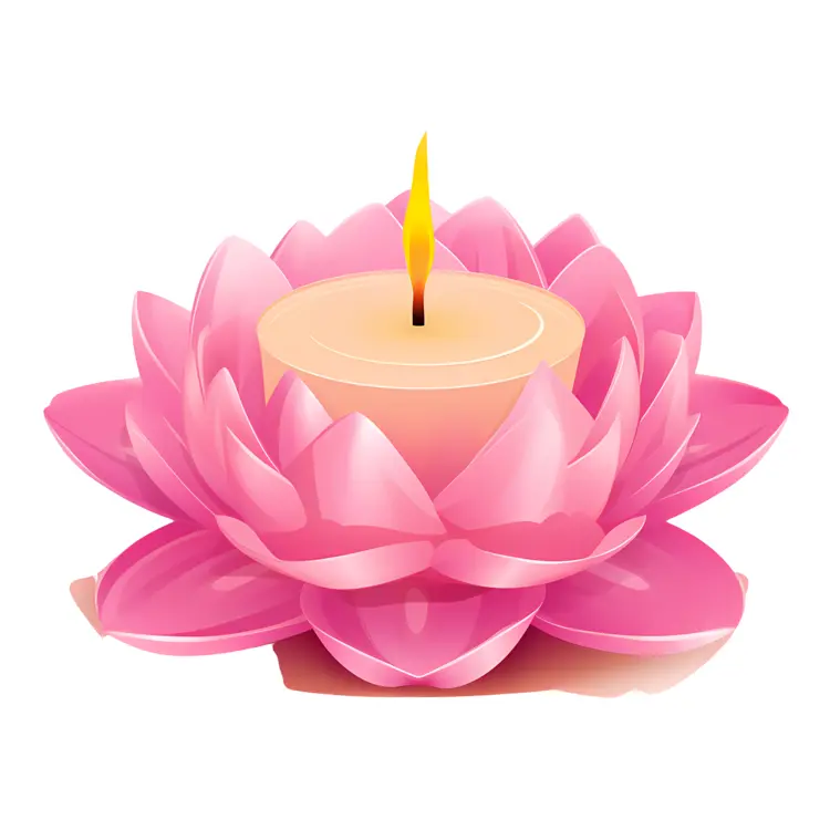 Pink Candle with Lotus Petals