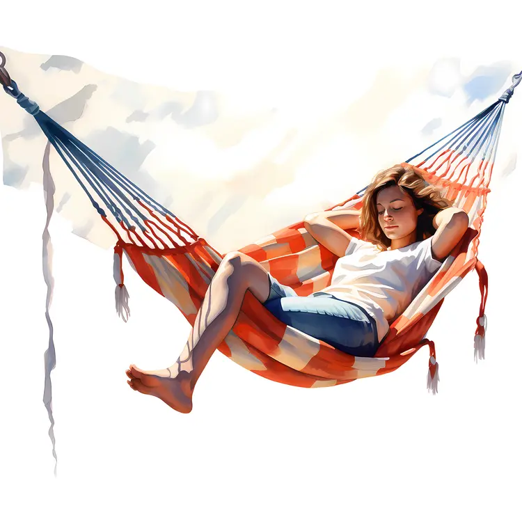 Relaxing in a Colorful Hammock