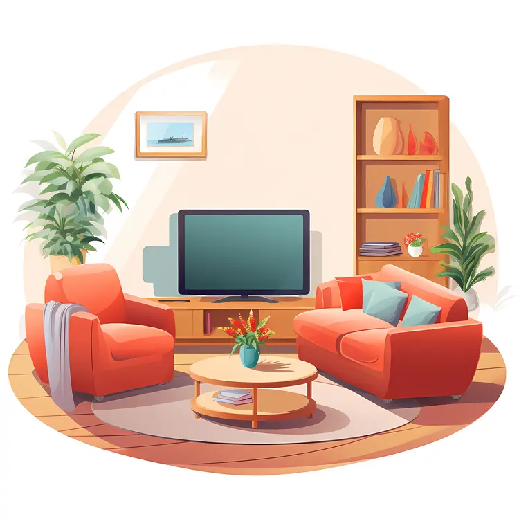 Stylish Living Room with TV