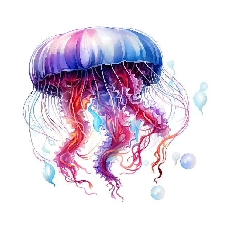 Colorful Jellyfish with Vibrant Tentacles