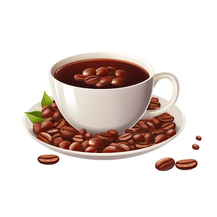 Coffee Cup with Beans on Saucer
