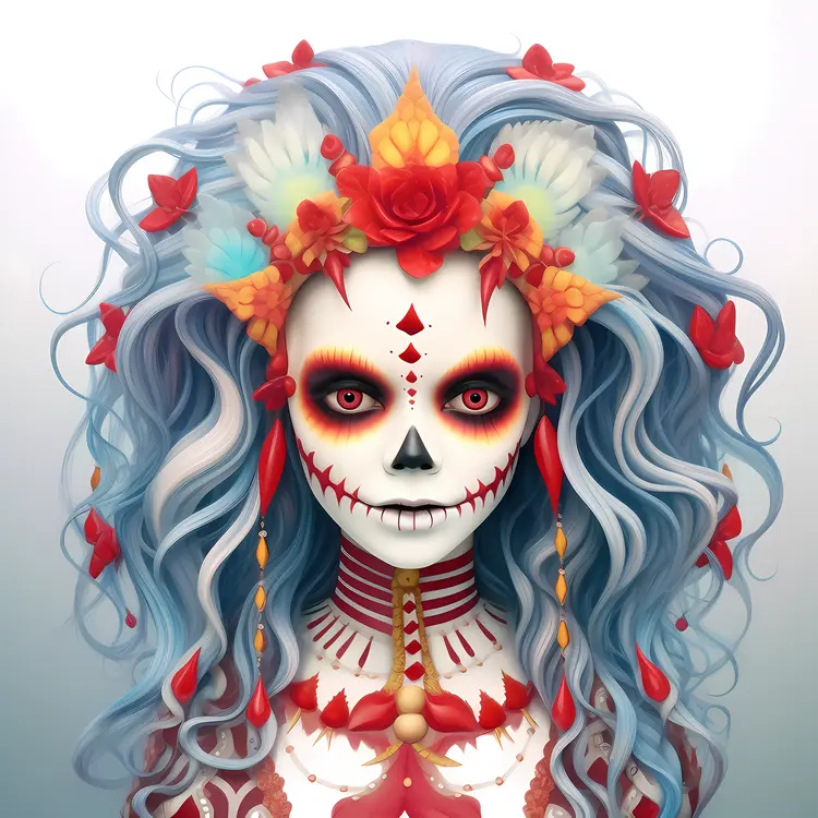 Day of the Dead Woman in Digital Art Style