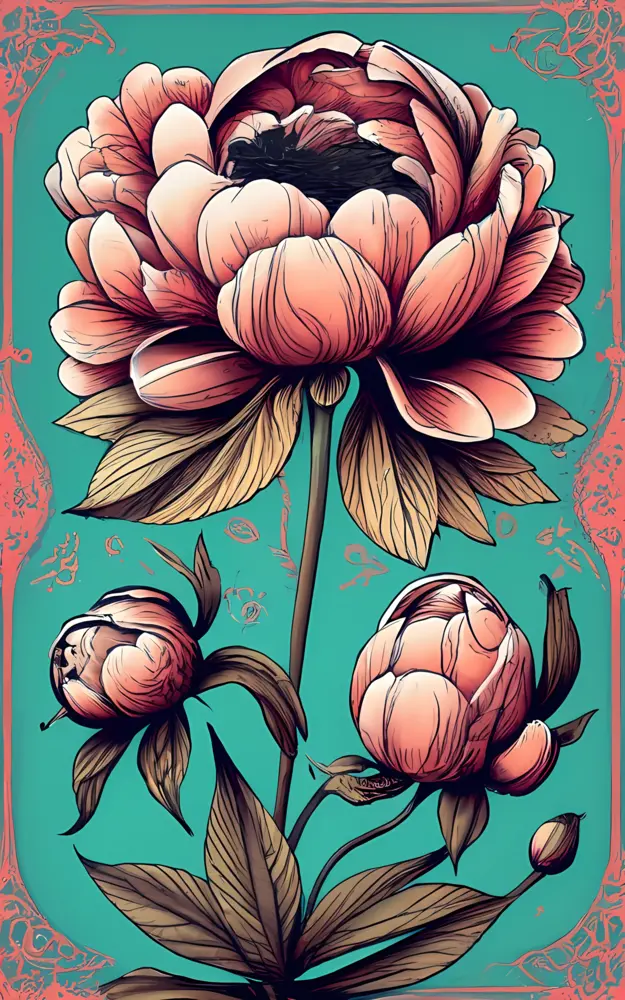 Delicate Flower with Buds and Leaves
