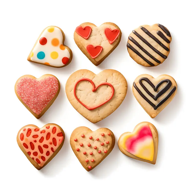 Colorful Heart-shaped Cookies for Valentine's Day