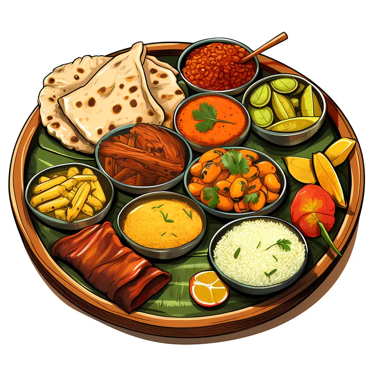 Colorful Indian Thali Platter