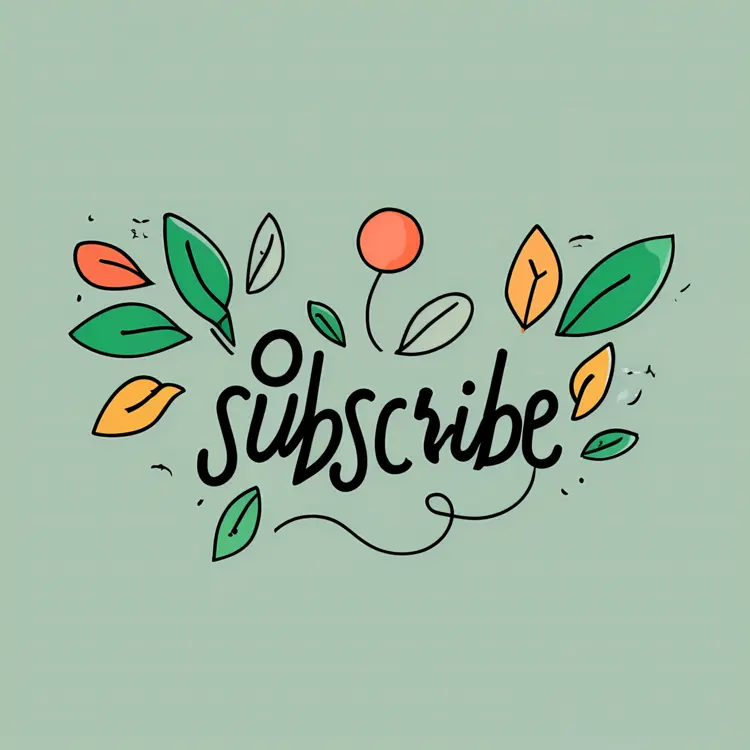 Handwritten Subscribe Text with Leaves