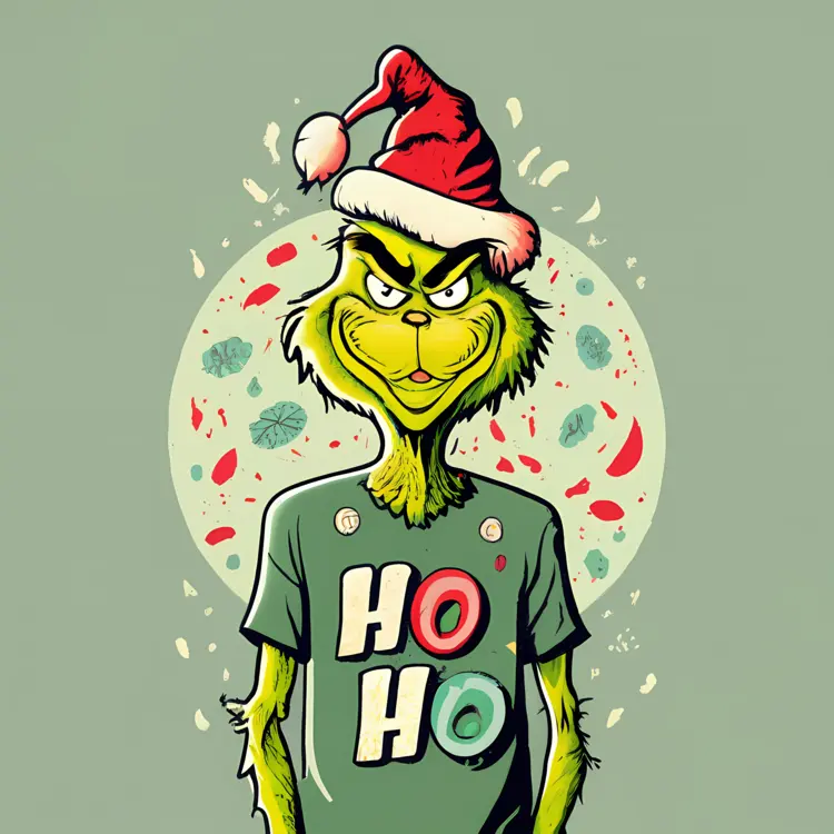 Grinch with Ho Ho Ho Shirt