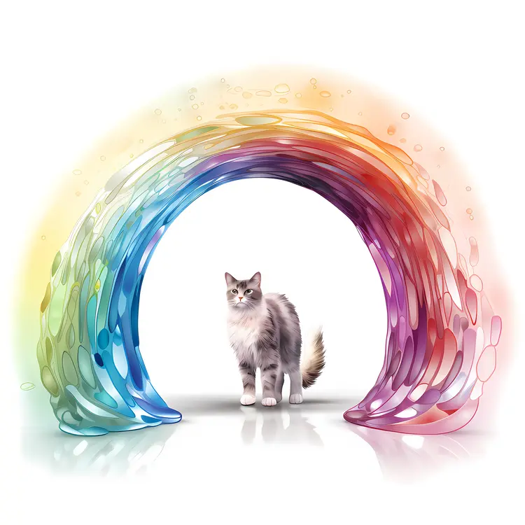 Cat Standing Under Rainbow Arch