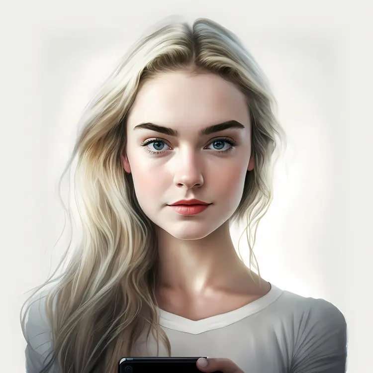 Beautiful Blonde Woman Taking a Selfie