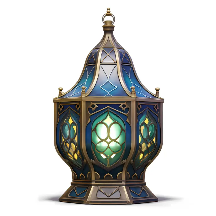 Blue Lantern with Geometric Design