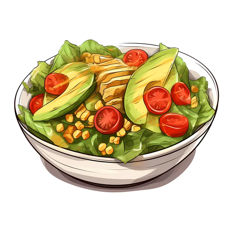 Fresh Avocado and Tomato Salad Illustration