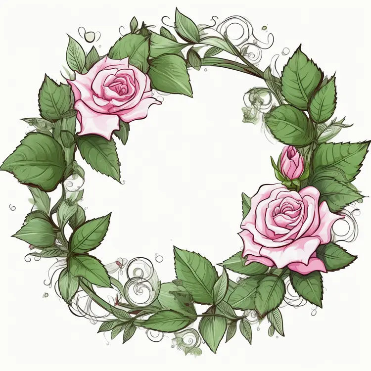 Beautiful Rose Wreath Illustration