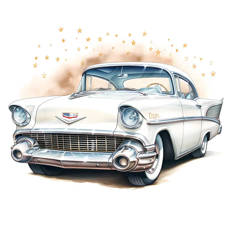 Classic White Car with Vintage Design