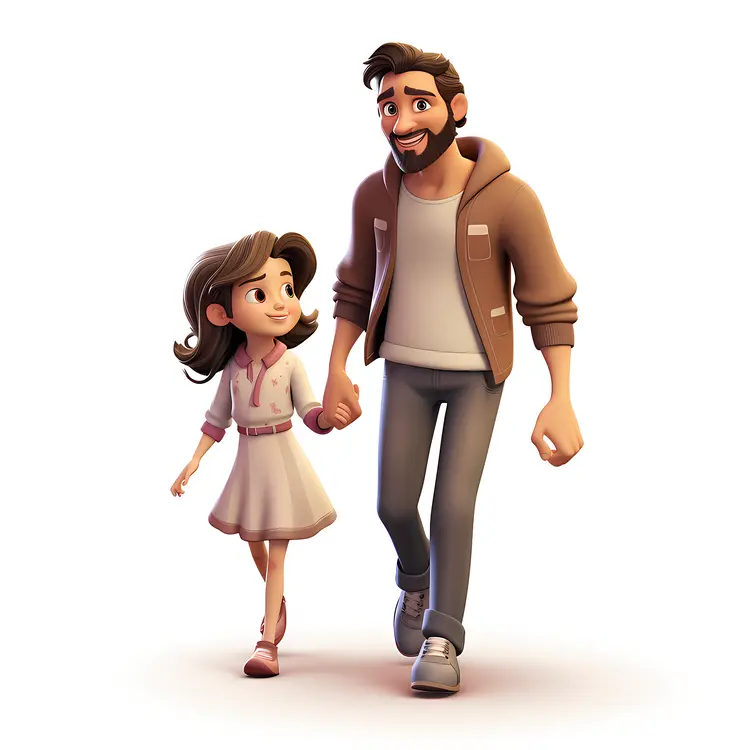 Father and Daughter Walking Together