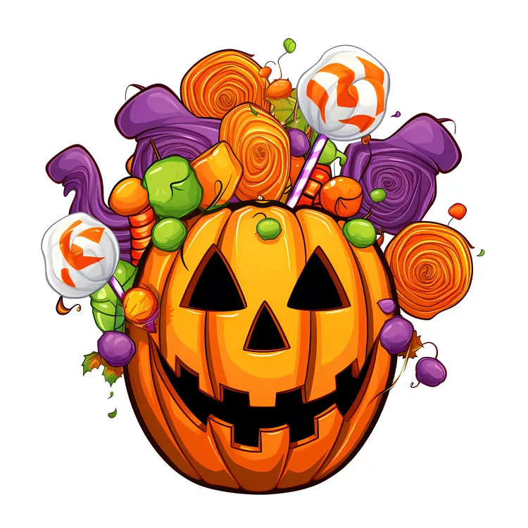 Halloween Pumpkin with Colorful Candy