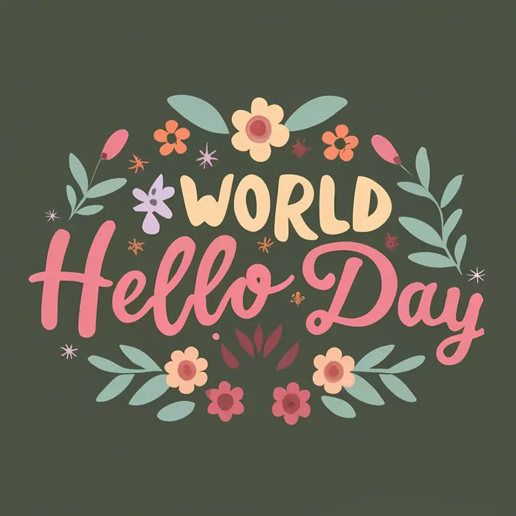 Floral World Hello Day Illustration