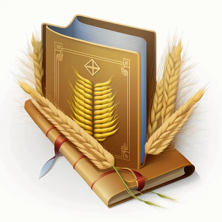 Golden Book with Wheat and Ribbon
