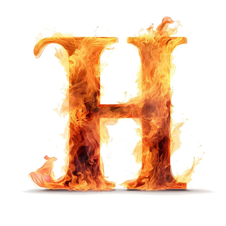 Fiery Letter H with Flames
