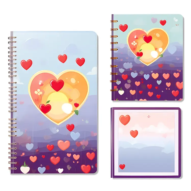 Colorful Heart Design Notebooks for Valentine's Day