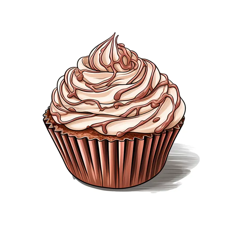 Vanilla Cupcake with Chocolate Drizzle
