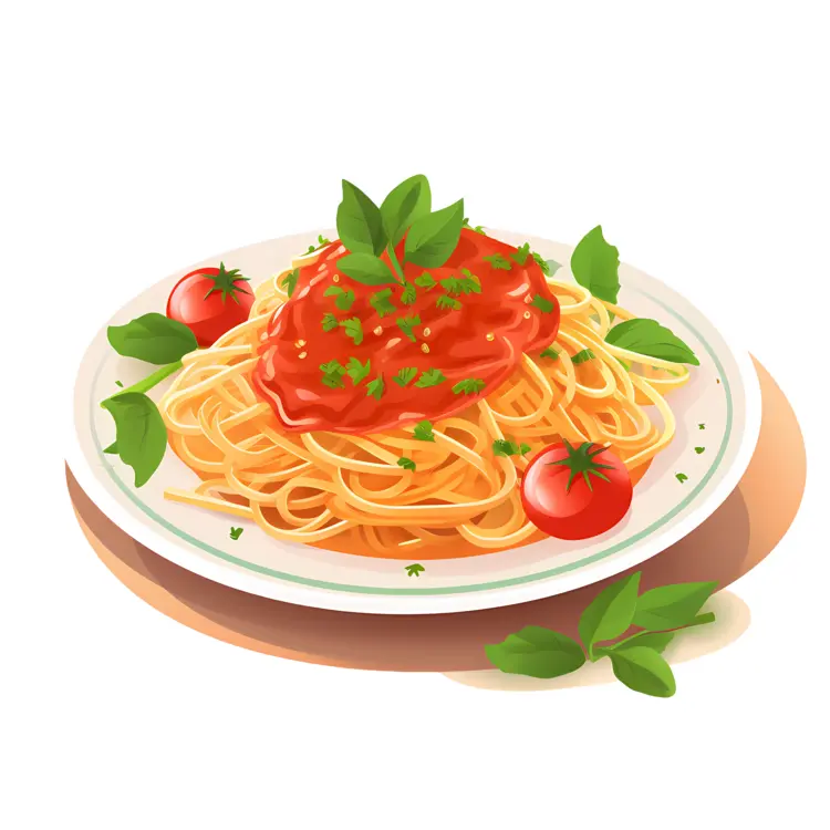 Spaghetti with Tomato Sauce and Basil