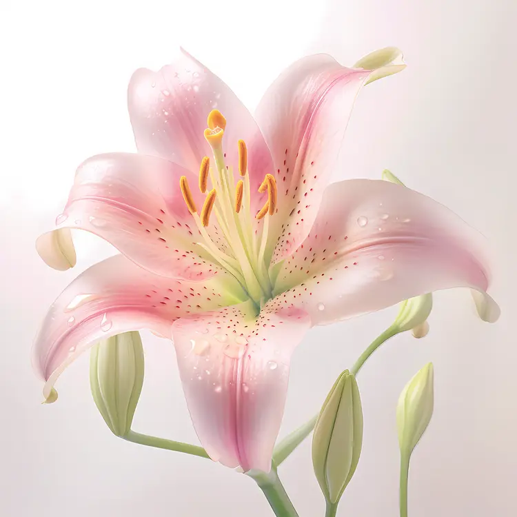 Pink Lily with Dew Drops