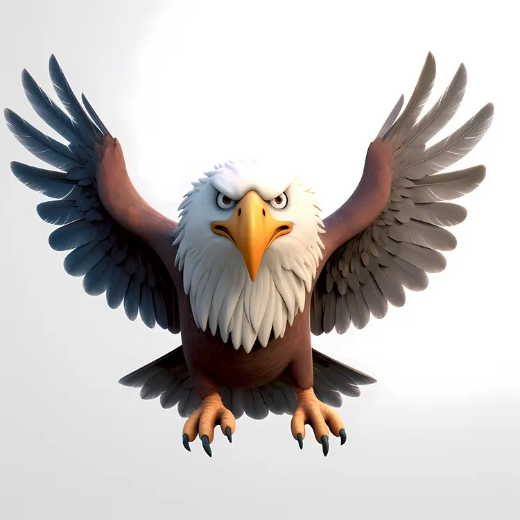 Majestic Cartoon Eagle with Spread Wings