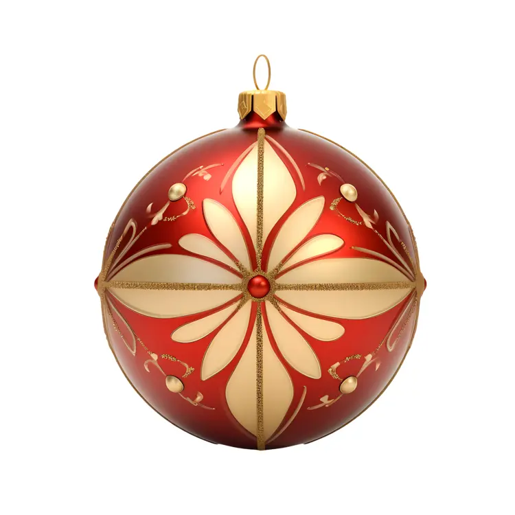 Red Christmas Ornament with Gold Floral Patterns