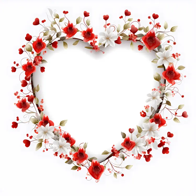 Heart Frame with Flowers for Valentine's Day