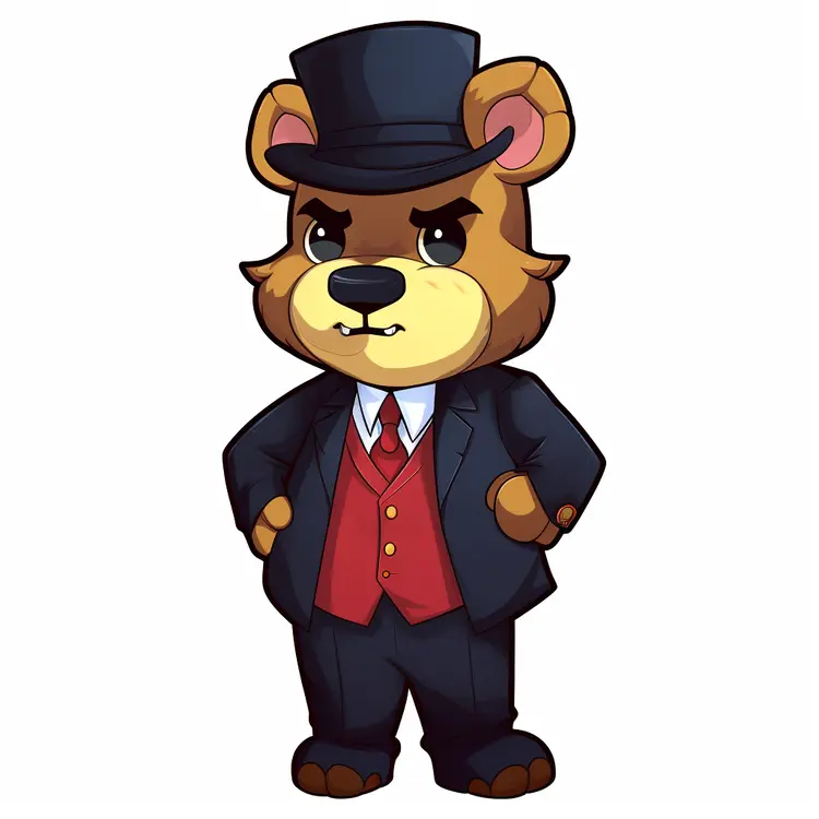 Cartoon Bear in Formal Suit