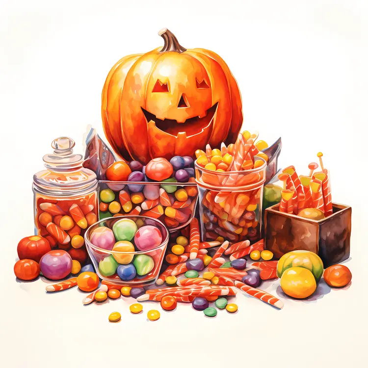 Pumpkin and Candy Jars for Halloween