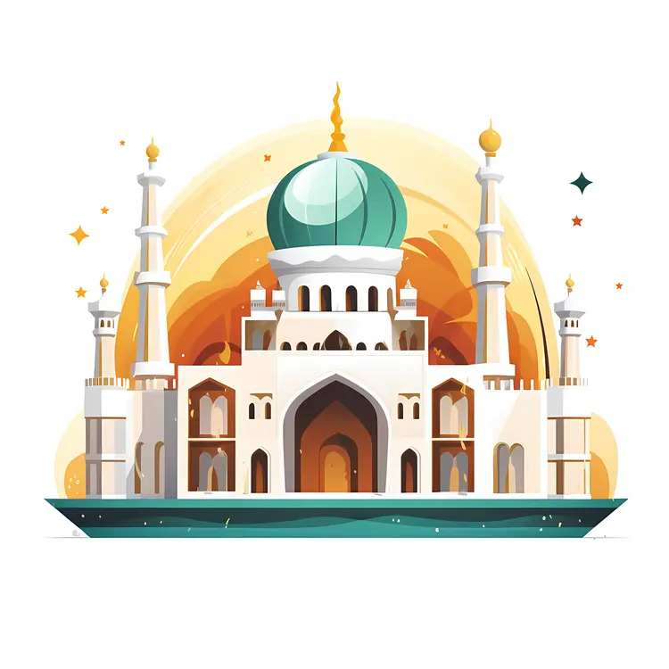 White Mosque with Sunset and Reflection