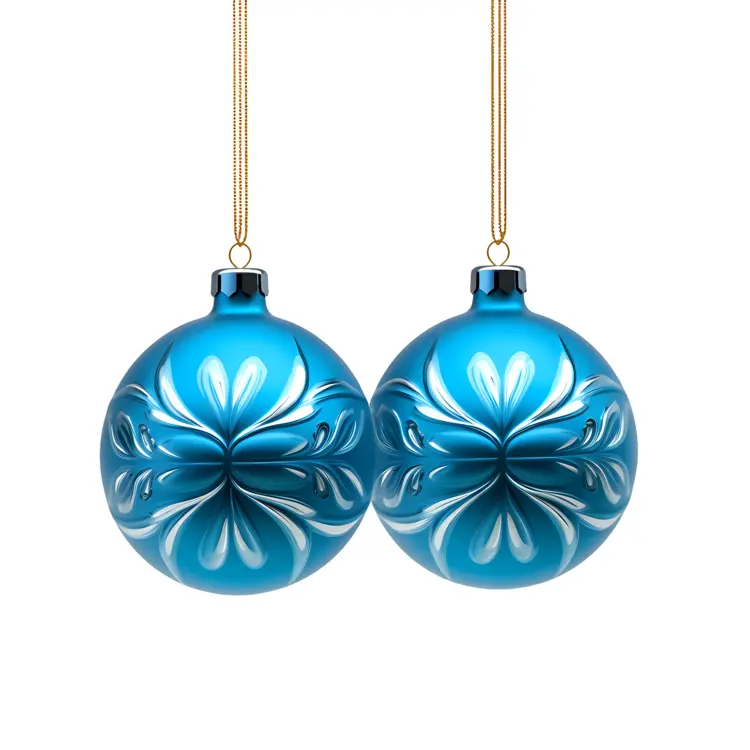 Blue Christmas Ornaments with Floral Design