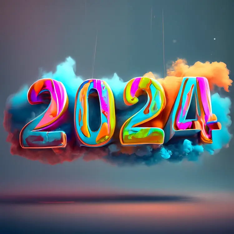 Colorful 2024 with Clouds