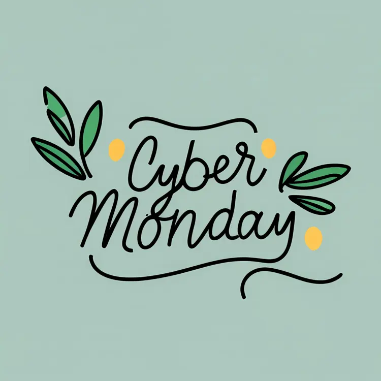 Cyber Monday Sale Banner with Leaves
