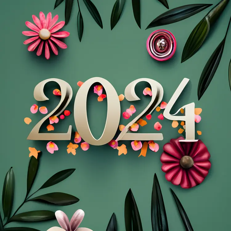 2024 with Pink Floral Decorations