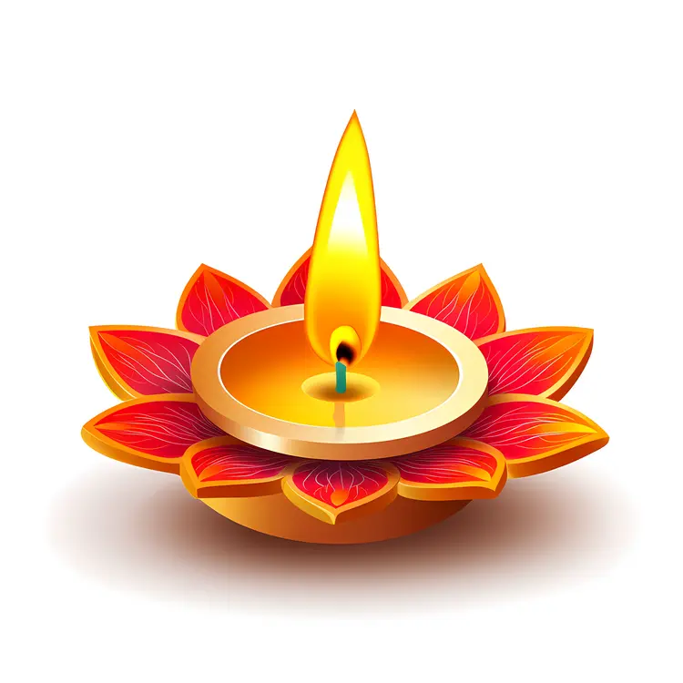 Traditional Diya Lamp with Glowing Flame