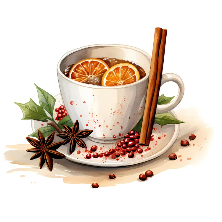 Cup of Hot Drink with Cinnamon and Orange